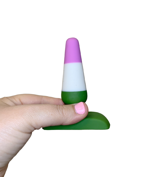Avant Pride P6 Beyond Silicone Butt Plug held in a hand