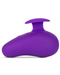 A vibrant purple waterproof silicone Wellness Palm Sense Vibrator with Finger Hold by Blush, with an ergonomic, curved design and a flared handle on top.