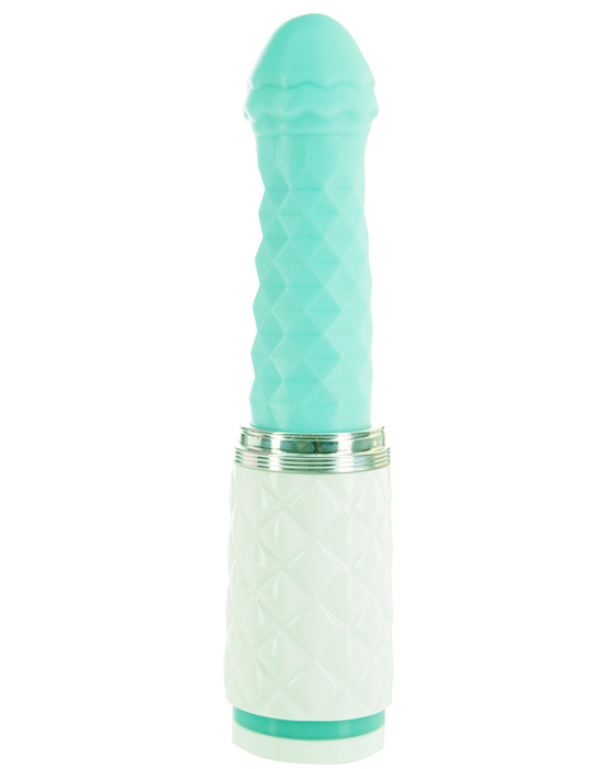 Pillow Talk Feisty Silicone Rechargeable Thrusting Vibrator - Teal product on white background 