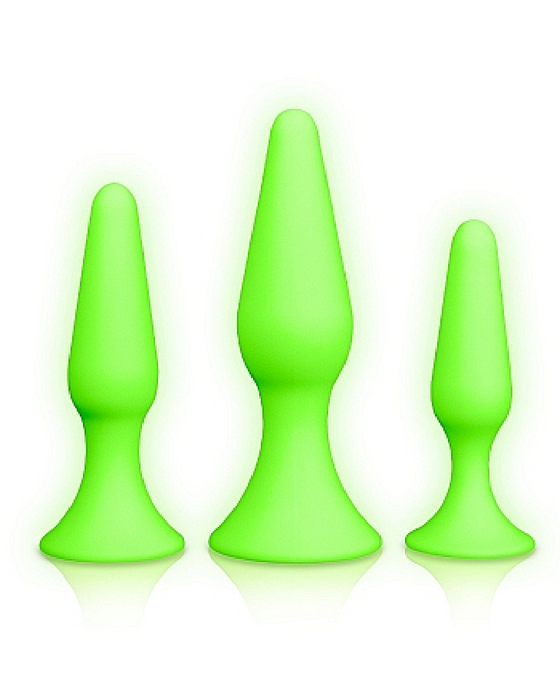 Ouch! Glow In The Dark 3 Piece Butt Plug Set