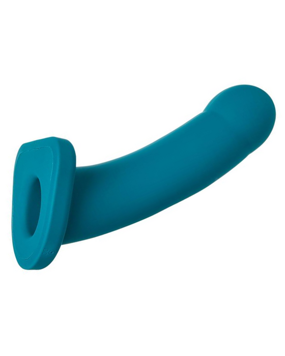 Nexus Lennox 8 Inch Hollow Vibrating Silicone Sheath Dildo - Emerald showing the base and hollow entrance