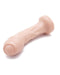 The Dulce Uncut Vanilla Tone Dual Density Silicone Dildo by Uberrime close up view of the tip and length