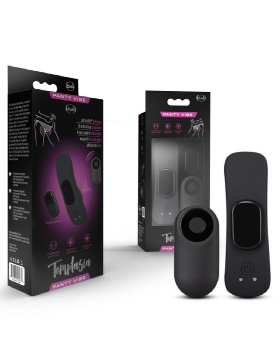 Temptasia Remote Control Waterproof Panty Vibe pictured by 2 product boxes 