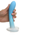 Simply Sweet 7 Inch Rippled Dildo with Heart Base - Blue in hand 