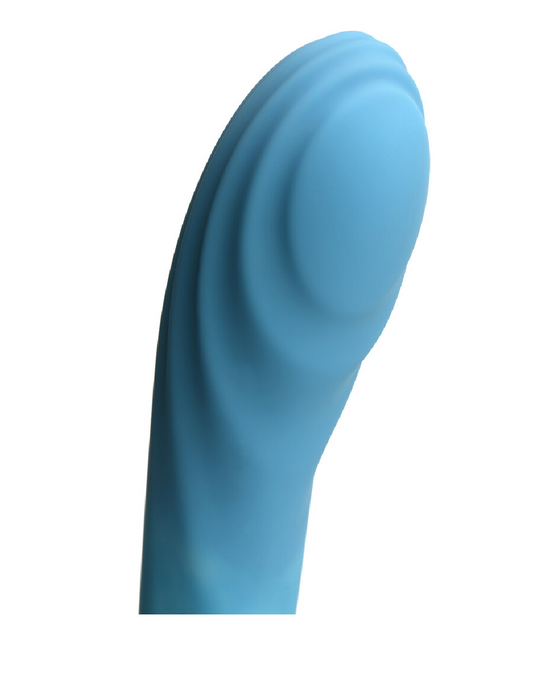 Simply Sweet 7 Inch Rippled Dildo with Heart Base - Blue textured head 