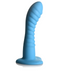 Simply Sweet 7 Inch Ribbed Dildo with Heart Base - Blue upright 