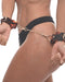 Sincerely Amber Adjustable Hand Cuffs sideview of model wearing them 