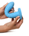 Simply Sweet 7 Inch Ribbed Dildo with Heart Base - Blue folded in hand 