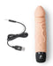 A Powercocks 6.5 Inch Realistic Vibrating Dildo - Vanilla by Electric Eel Inc with a USB charging cable on a white background.