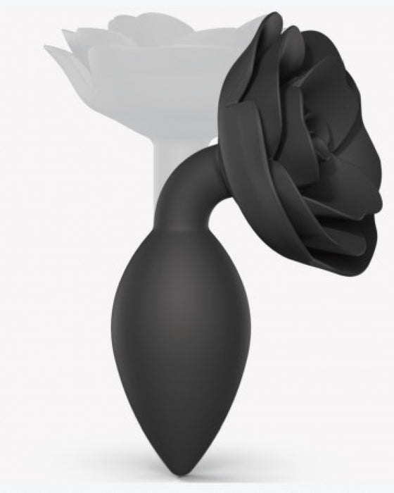 Open Roses Large Silicone Anal Plug - Black showing that it's pliable 