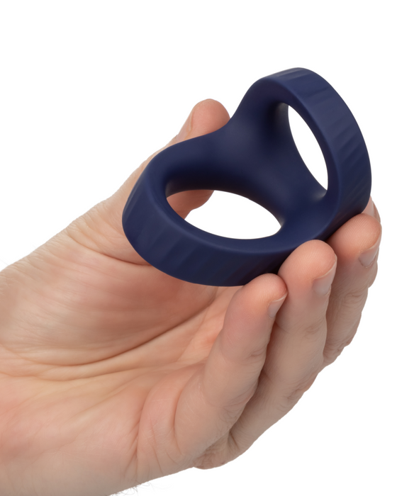 Viceroy Max Thick Dual Cock Ring for Penis & Testicles held in a hand