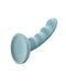 A blue Sage 8" Silicone G-Spot & Prostate Dildo with a curved and textured design, featuring a powerful suction cup at the Sportsheets base.