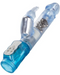 Waterproof Jack Rabbit Vibrator - blue horizontal with a close up of the base