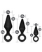 Anal Adventures Silicone Loop Butt Plug Set graphic showing various sizes 