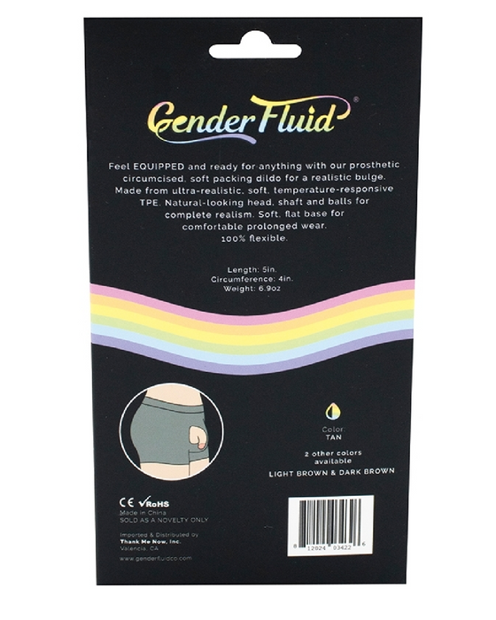 Gender Fluid 5 Inch Packer - Mocha back of product box 