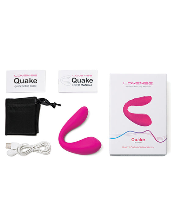 Lovense Quake Sound Activated Bluetooth Wearable Vibrator box and contents with cord and storage bag 
