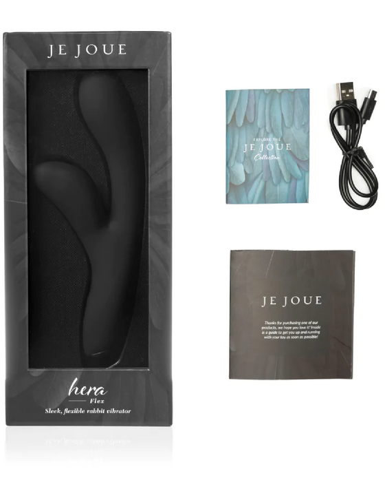 Je Joue Hera Flex Dual Stimulation Rabbit Vibrator - Black box and contents 