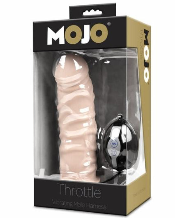 Mojo Ghia Vibrating Hollow Dildo Harness with Remote - Vanilla dildo in product box 