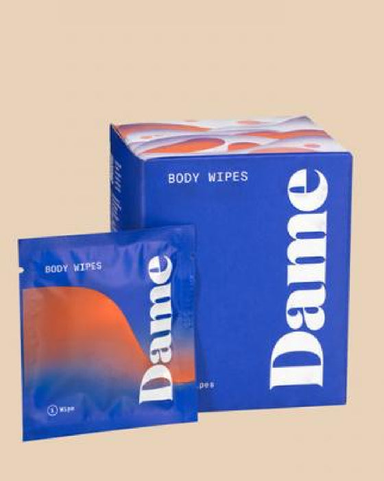 Dame Aloe Infused Body Wipes - 15 Count product box and wipe package 