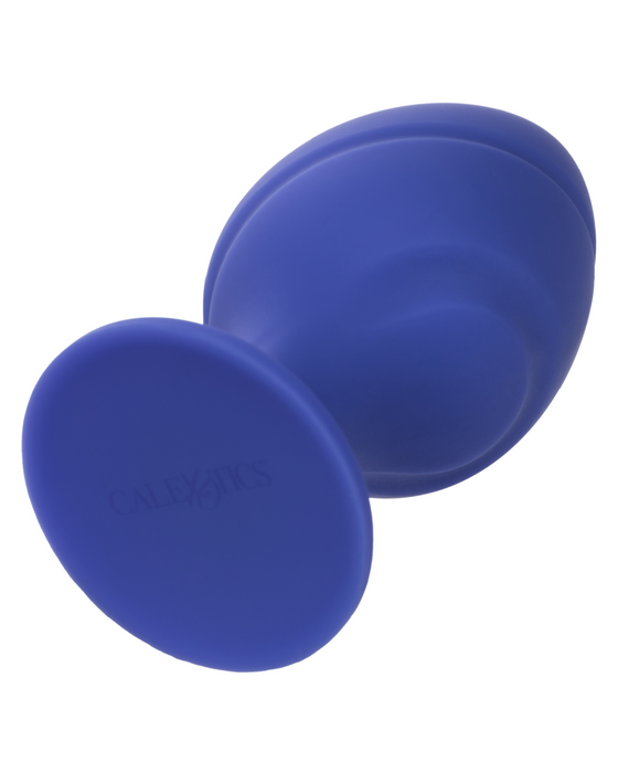 Cheeky Probe: 2 Graduated Textured Silicone Anal Plugs - Blue showing the suction cup base