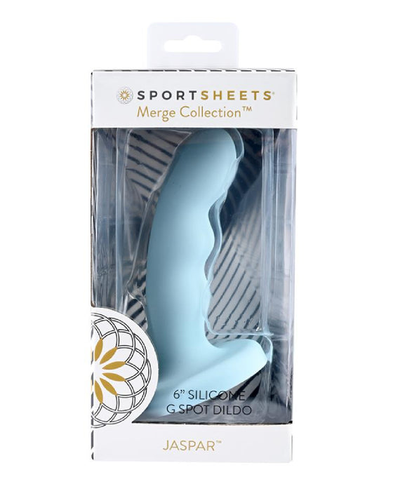 Sportsheets Jaspar 6" Silicone G-Spot & Prostate Dildo - Blue in the box