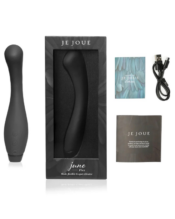 Je Joue Juno Flex G Spot Vibrator - Black box and contents 