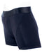 A pair of navy blue Spareparts Tomboii Packing Boxer Briefs displayed on a mannequin from a side angle.