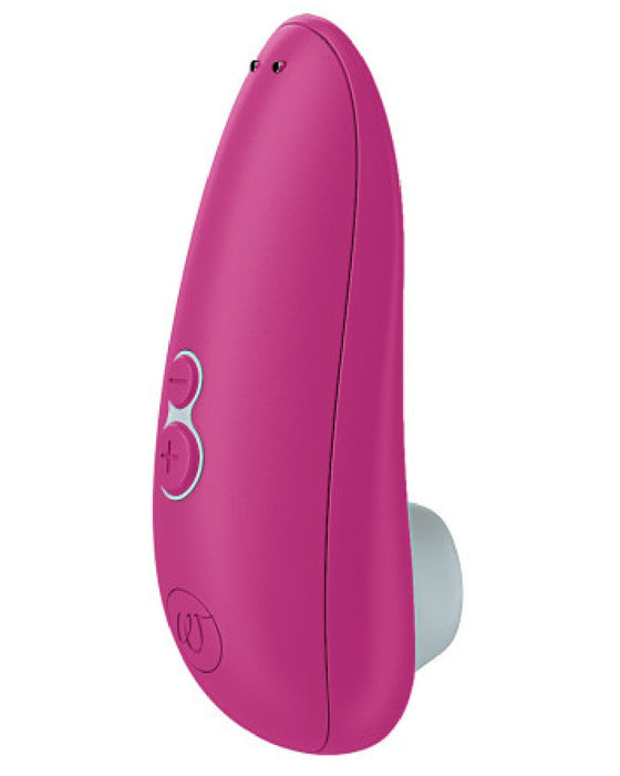 Womanizer Starlet 3 Pleasure Air Clitoral Stimulator - Pink back view showing buttons and logo 
