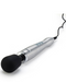 Doxy Die Cast Extra Powerful Massage Wand Vibrator - Silver product laying down showing head to cord 
