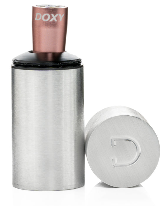 Doxy Ultra Powerful Whisper Quiet Bullet Vibrator - Rose Gold in storage cannister 