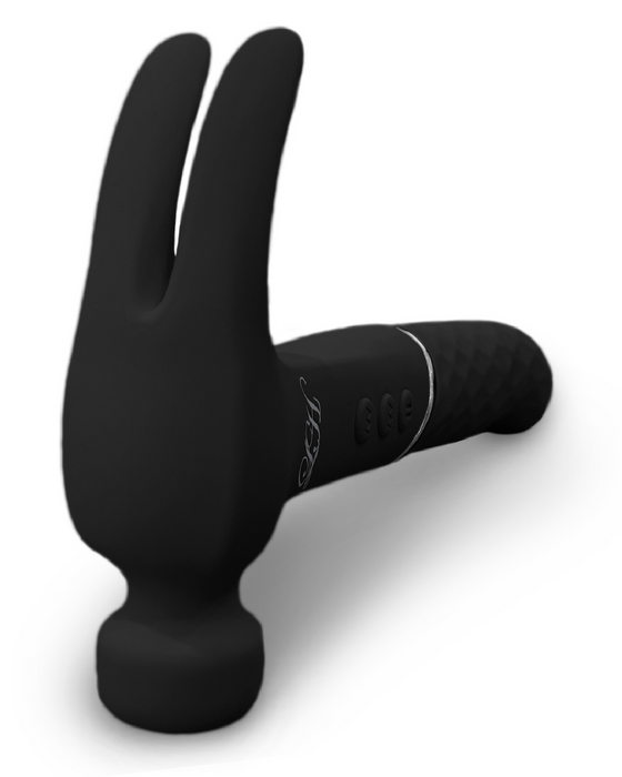 Love Hamma Pulsating Double Ended G-Spot Vibrator - Black close up of the head