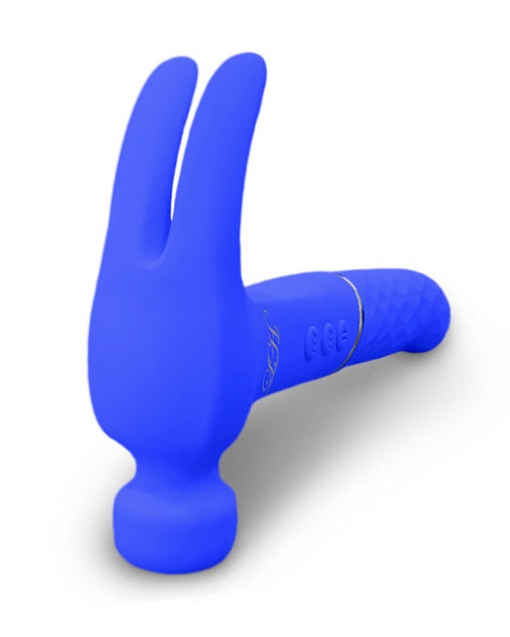 Love Hamma Pulsating Double Ended Vibrator - Blue close up of the head