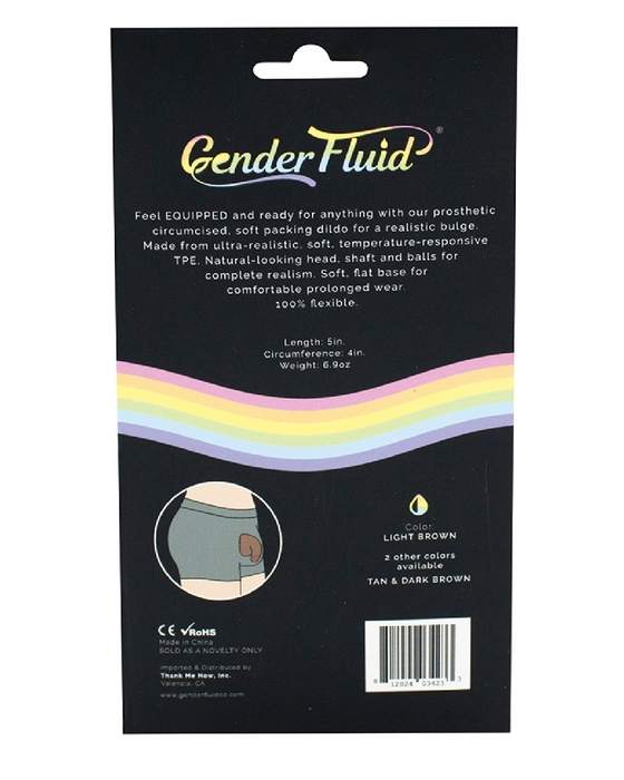 Gender Fluid 5 Inch Packer - Chocolate  back of product box 