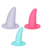 Three colorful silicone probes from the She-ology™ Advanced 3-piece Wearable Vaginal Dilator Set by CalExotics on a white background.