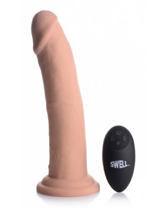 Swell Inflatable Vibrating Remote Control Silicone Dildo - 8.5 Inch on a white background