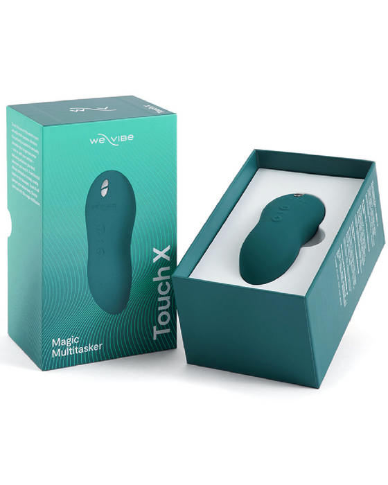 Touch X Vibrator by We-Vibe -  Green  open box on white background 