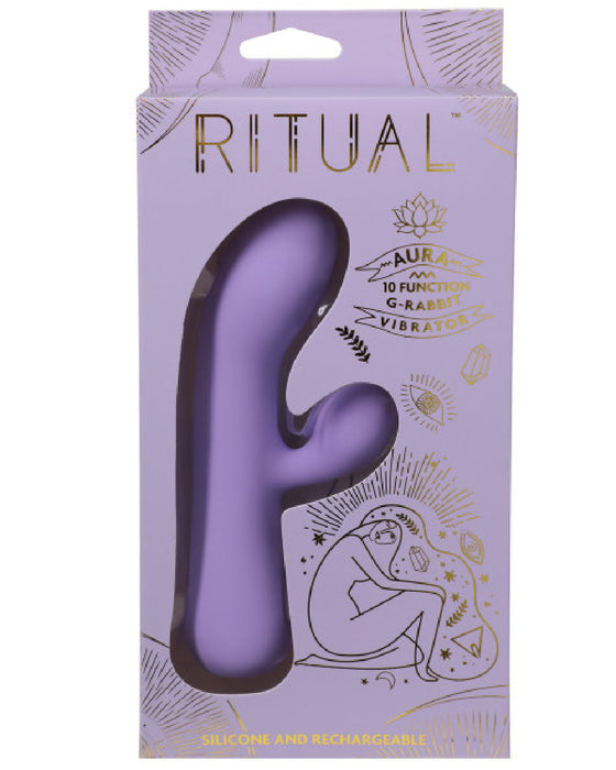 Ritual Aura Dual Stimulation Rabbit Vibrator front of box 