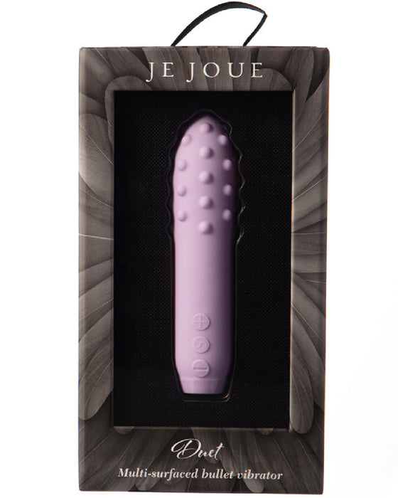 Je Joue Duet Textured Bullet Vibrator - Lilac in product box 