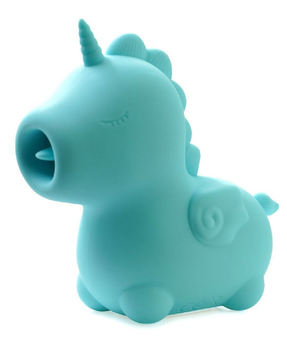 Unihorn Unicorn Shaped Flickering Tongue Vibrator - Blue close up 