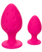 Cheeky Probe: 2 Graduated Textured Silicone Anal Plugs - Pink showing both plugs against a white background