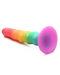 Simply Sweet 6.5 Inch Zig Zag Silicone Rainbow Dildo suction cup sideview 