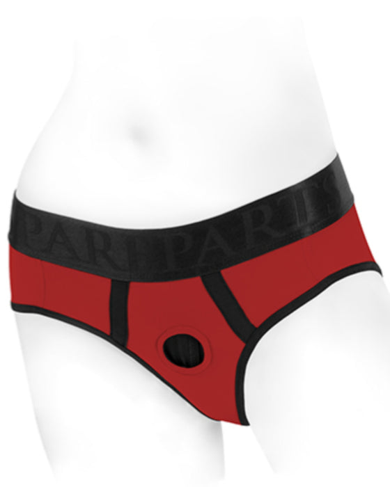 SpareParts Tomboi Strap-on Harness Briefs - Red/Blk