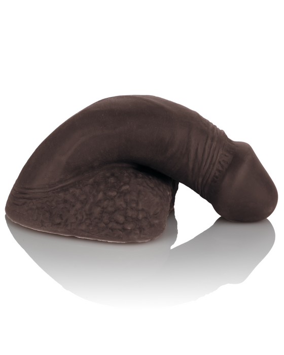 Packer Gear Silicone Packing Penis 4 Inch - Chocolate sideview of brown packer 
