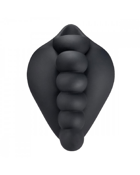 Honeybunch Textured Dildo Base with Vibrator Pocket for Harness Play - Black