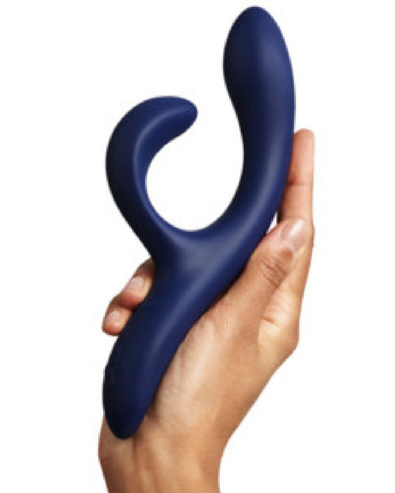 We-Vibe Nova 2 Powerful Flexible G-Spot Rabbit Vibrator - Blue in model's hand 