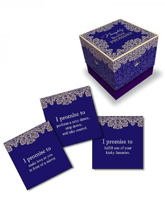Boudoir Promises - Naughty  blue box and 3 cards on a white background 
