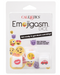A packaged adult novelty game titled "Emojigasm Dice Game for Lovers" by CalExotics, featuring dice with emoji faces and suggestive images, designed as a naughty game for couples, with the tagline "get ready to roll and".