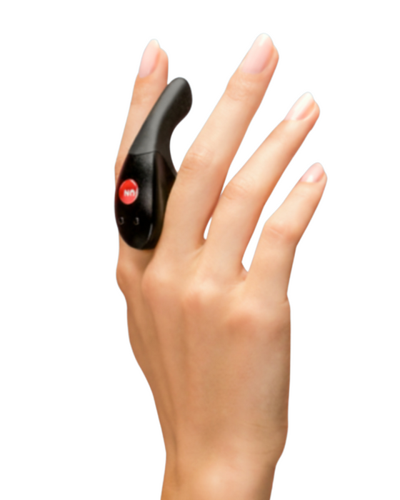 Fun Factory Be One Powerful Finger Vibrator held on a person's hand