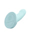 Sportsheets Myst 5" Vibrating Silicone Dildo - Light Blue close up of the flat base with the sportsheets logo