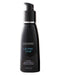 A sleek black bottle of Wicked Aqua Chill Water Based Cooling Lubricant by Wicked Lubes with a pump dispenser.